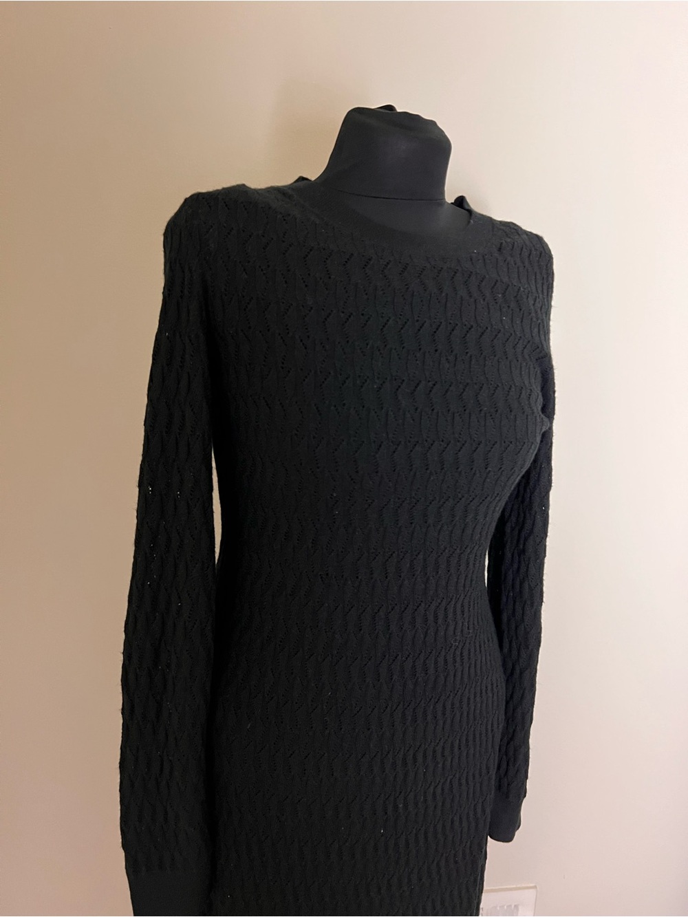 GAP Black Textured Knit Crew Neck Sweater Dress NWT